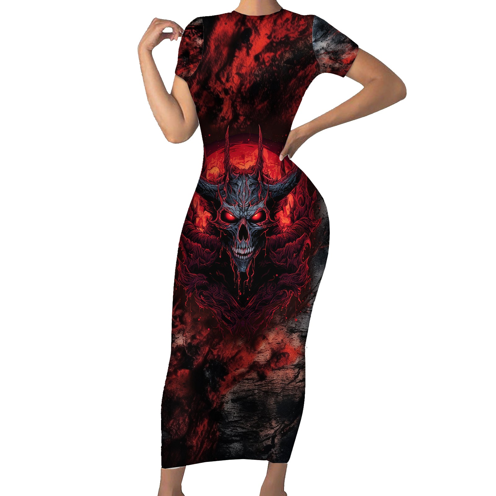 i-can-fix-stupid-but-its-gonna-hurt-skull-short-sleeve-bodycon-dress