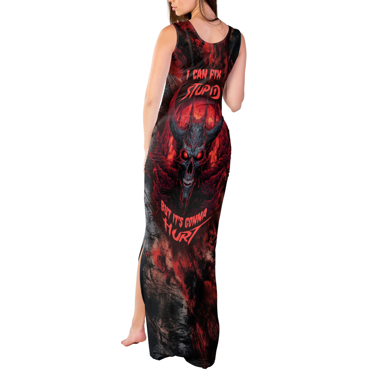 i-can-fix-stupid-but-its-gonna-hurt-skull-tank-maxi-dress