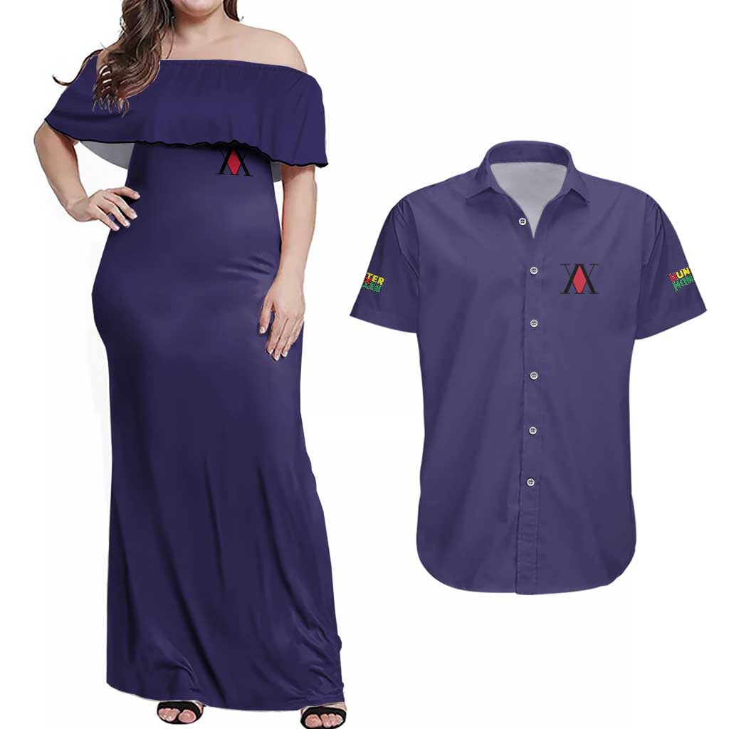 Killua Zoldyck V2 Hunter x Hunter Couples Matching Off Shoulder Maxi Dress and Hawaiian Shirt Anime Style