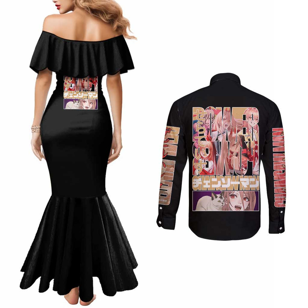 Power - Chainsaw Man Couples Matching Mermaid Dress and Long Sleeve Button Shirt Anime Japan Style