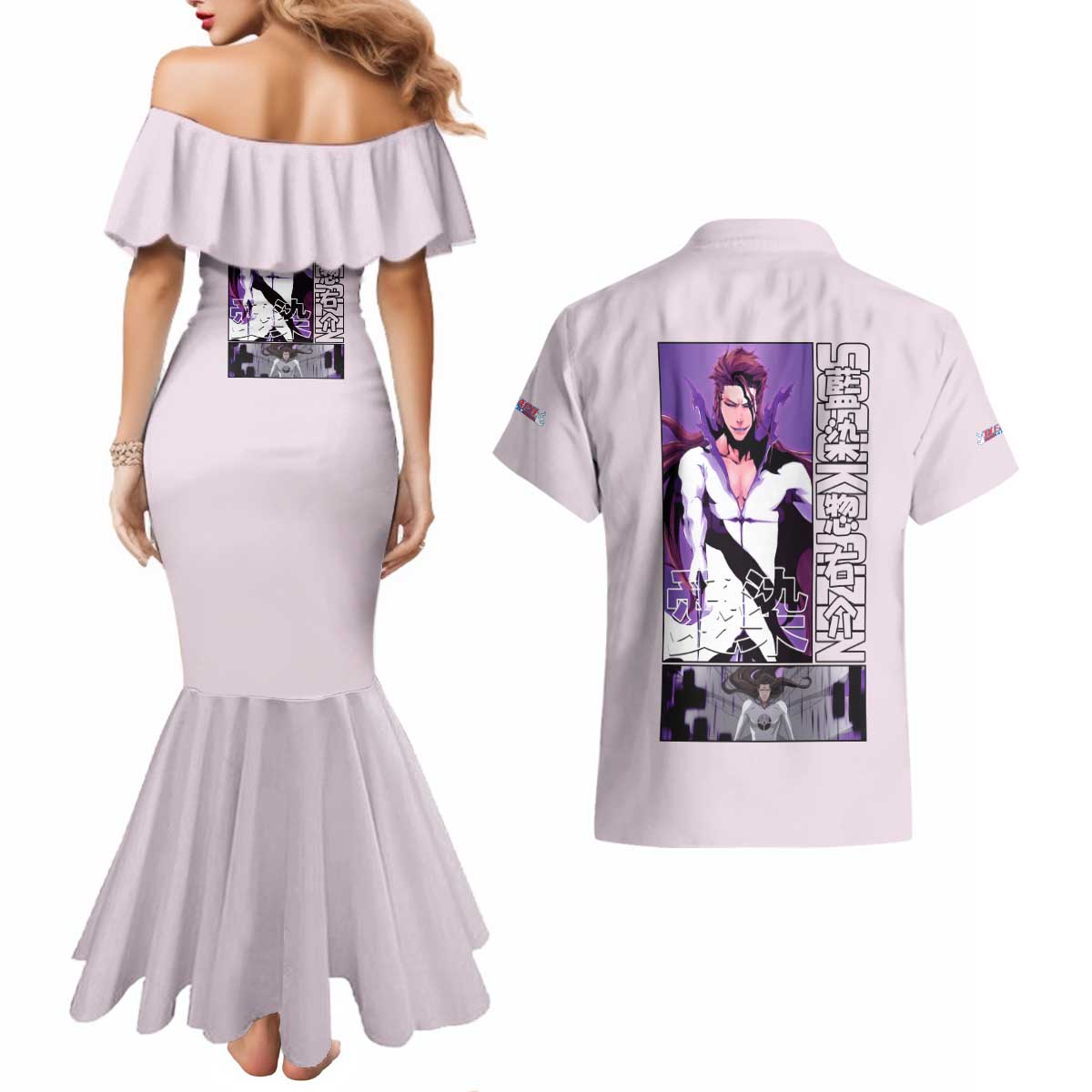 Sosuke Aizen Bleach Couples Matching Mermaid Dress and Hawaiian Shirt Anime Style