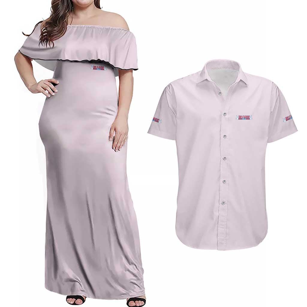 Sosuke Aizen Bleach Couples Matching Off Shoulder Maxi Dress and Hawaiian Shirt Anime Style