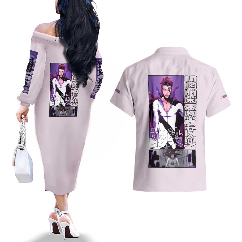 Sosuke Aizen Bleach Couples Matching Off The Shoulder Long Sleeve Dress and Hawaiian Shirt Anime Style