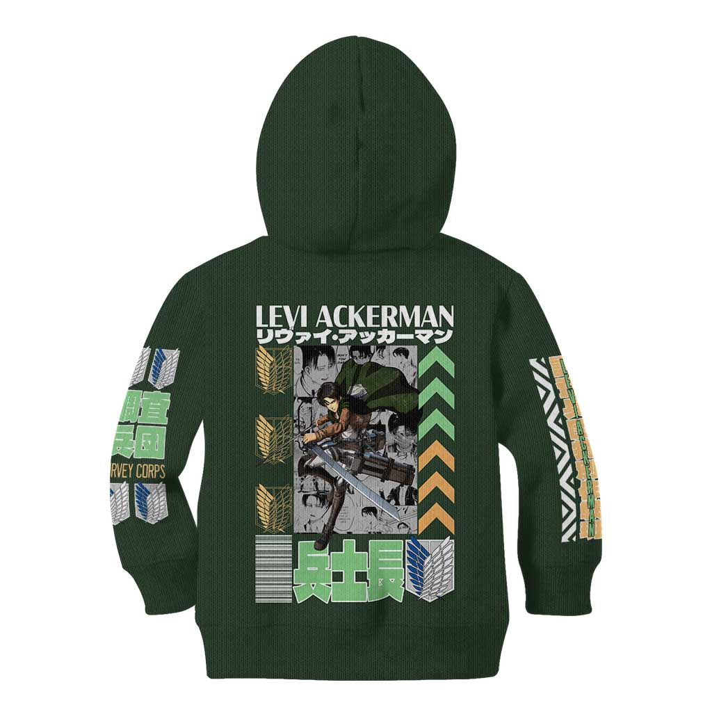 Levi Ackerman V2 Attack on Titan Kid Hoodie Anime Style