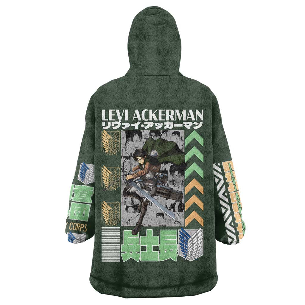Levi Ackerman V2 Attack on Titan Wearable Blanket Hoodie Anime Style