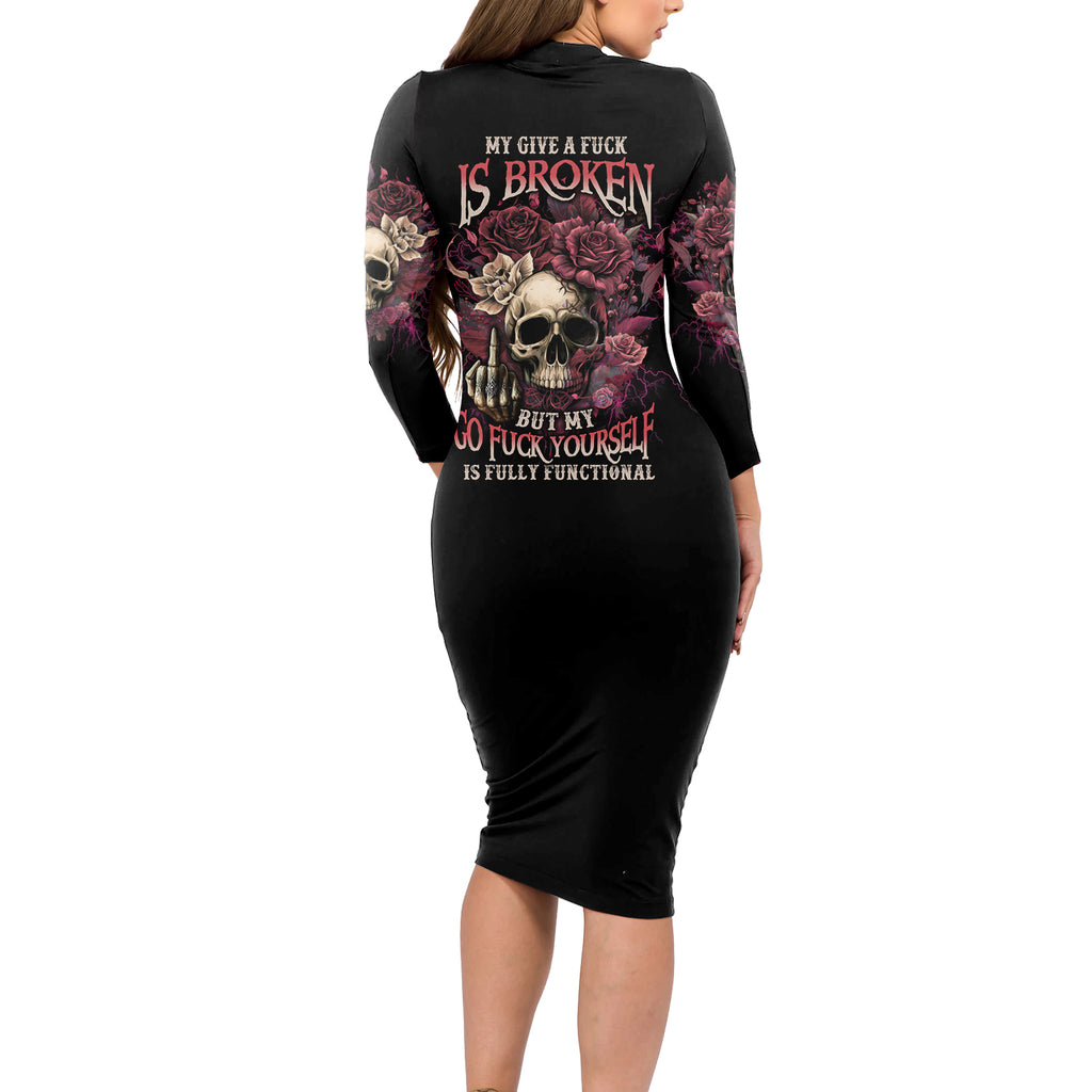 my-give-a-f-rose-skull-long-sleeve-bodycon-dress