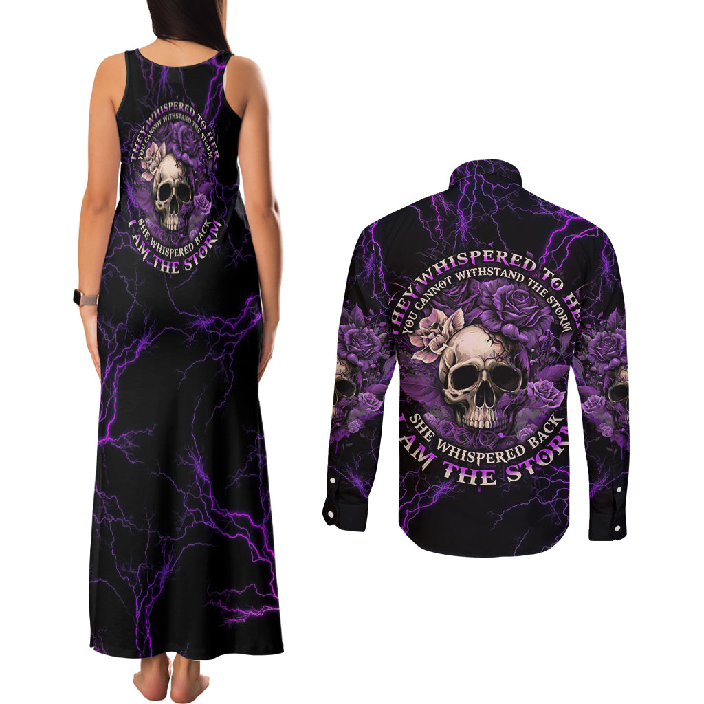 i-am-the-storm-rose-skull-couples-matching-tank-maxi-dress-and-long-sleeve-button-shirt