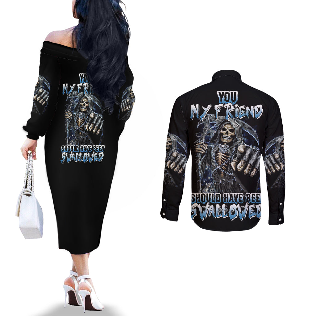 you-my-friend-should-have-been-swallowed-couples-matching-off-the-shoulder-long-sleeve-dress-and-long-sleeve-button-shirt