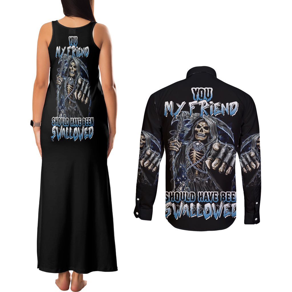 you-my-friend-should-have-been-swallowed-couples-matching-tank-maxi-dress-and-long-sleeve-button-shirt
