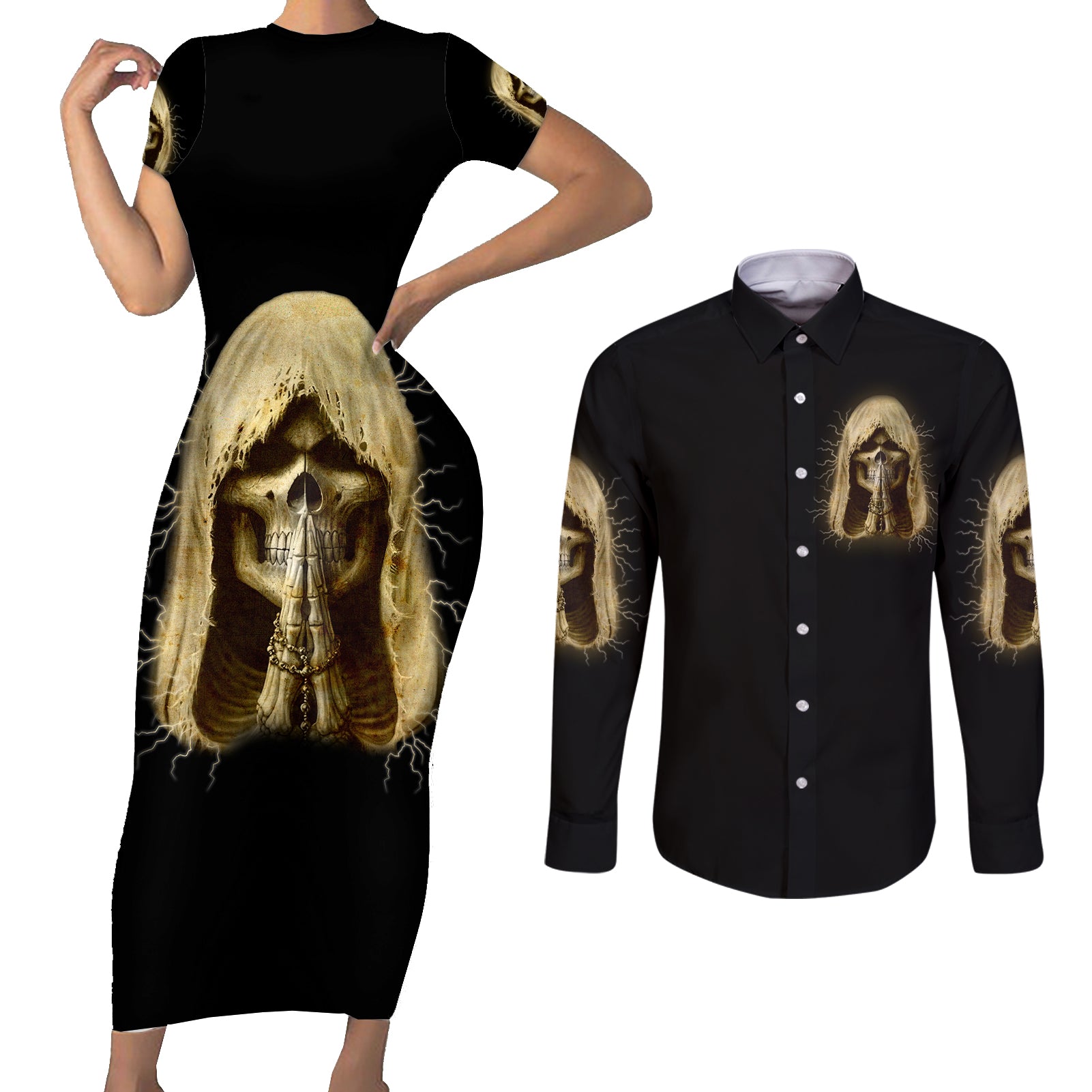 im-not-rude-i-just-have-the-balls-couples-matching-short-sleeve-bodycon-dress-and-long-sleeve-button-shirt