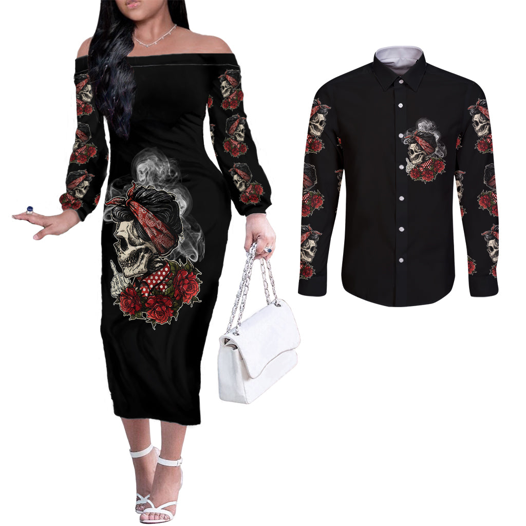 skl-rose-zero-fck-given-couples-matching-off-the-shoulder-long-sleeve-dress-and-long-sleeve-button-shirt