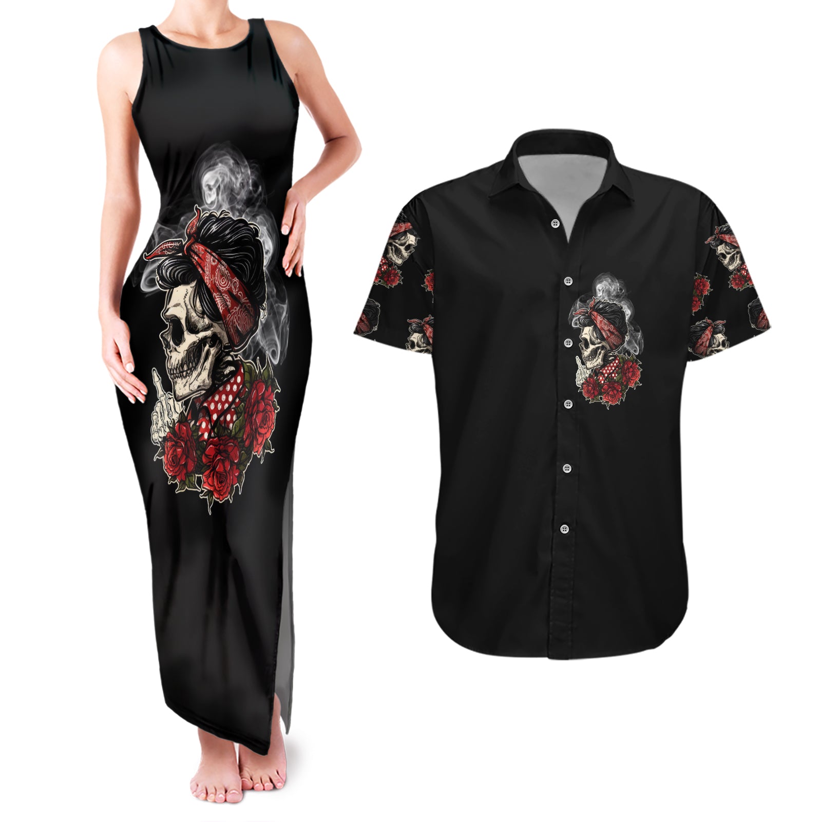 skl-rose-zero-fck-given-couples-matching-tank-maxi-dress-and-hawaiian-shirt