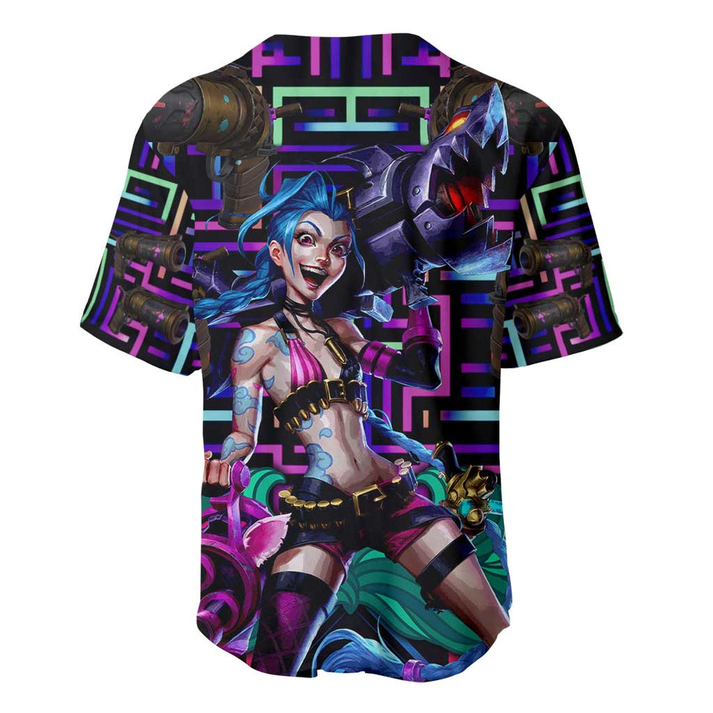 Trippy Jinx Arcane League of Legends Baseball Jersey Game Art Mix Trippy Style