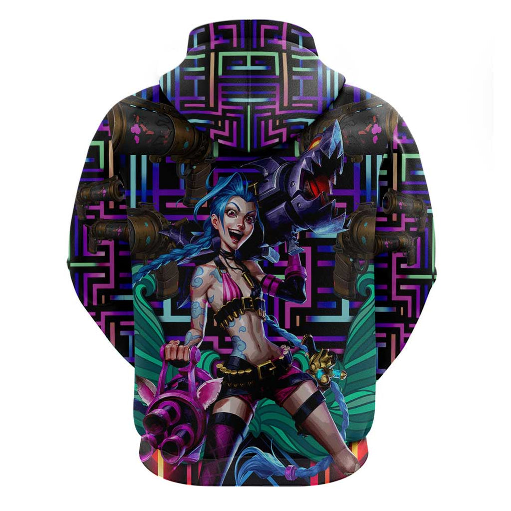 Trippy Jinx Arcane League of Legends Hoodie Game Art Mix Trippy Style