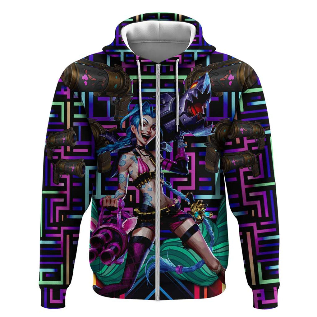Trippy Jinx Arcane League of Legends Hoodie Game Art Mix Trippy Style