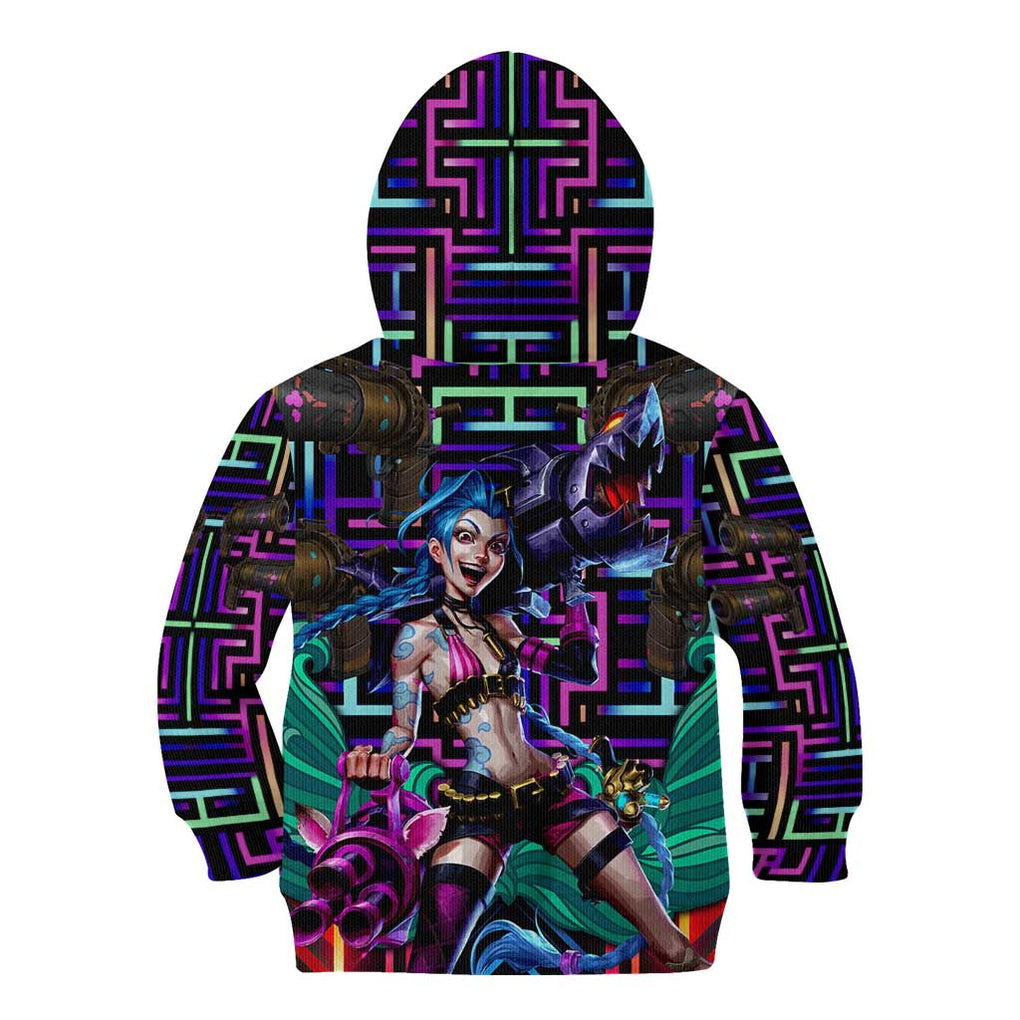 Trippy Jinx Arcane League of Legends Kid Hoodie Game Art Mix Trippy Style