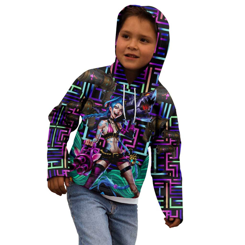 Trippy Jinx Arcane League of Legends Kid Hoodie Game Art Mix Trippy Style