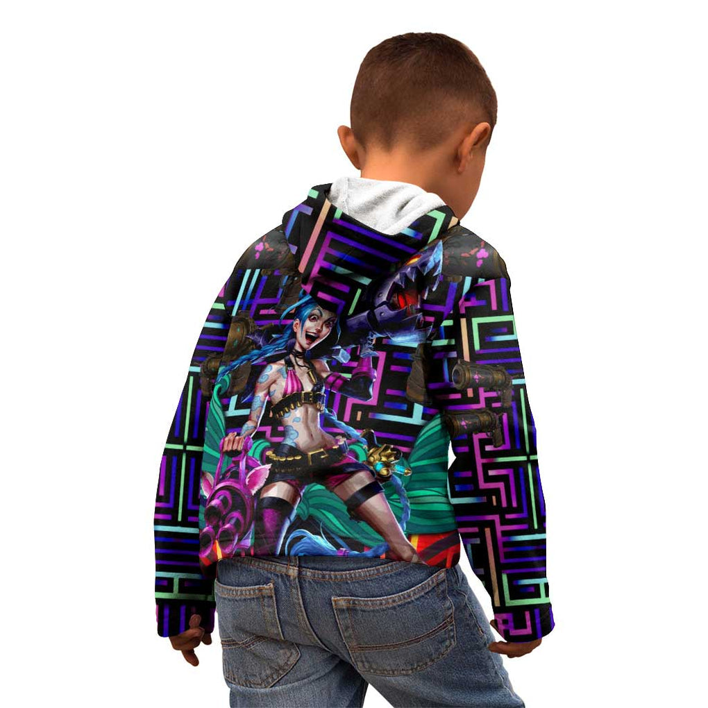 Trippy Jinx Arcane League of Legends Kid Hoodie Game Art Mix Trippy Style