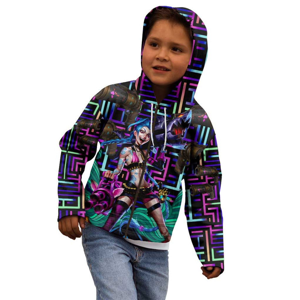 Trippy Jinx Arcane League of Legends Kid Hoodie Game Art Mix Trippy Style
