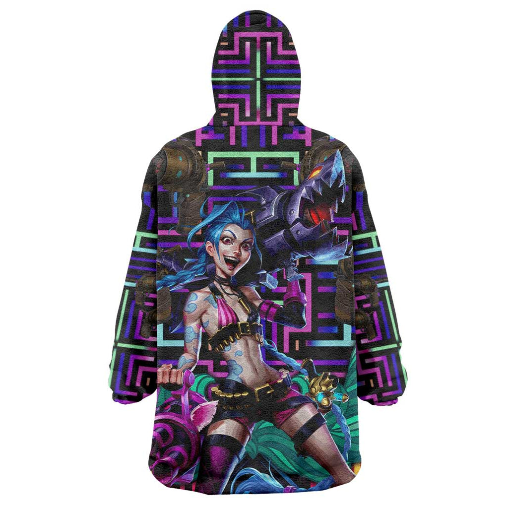 Trippy Jinx Arcane League of Legends Wearable Blanket Hoodie Game Art Mix Trippy Style
