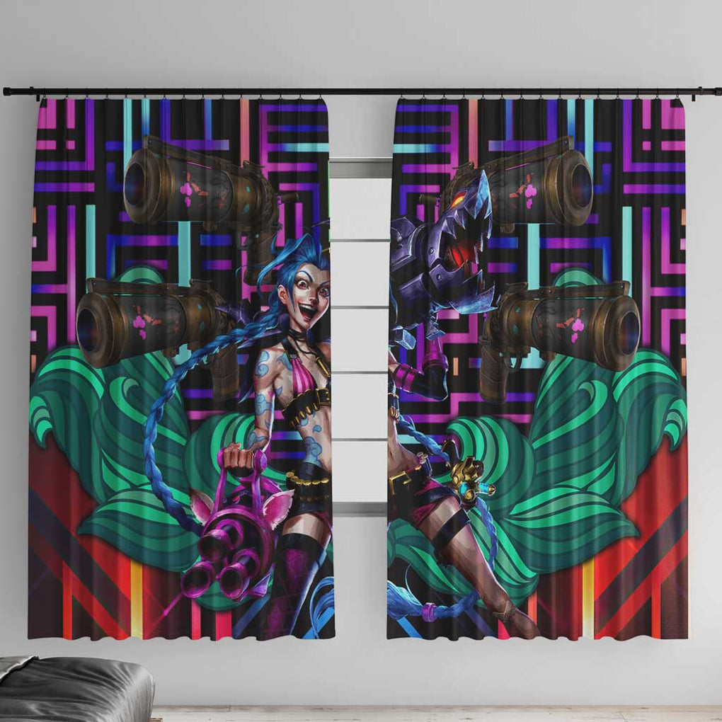 Trippy Jinx Arcane League of Legends Window Curtain Game Art Mix Trippy Style