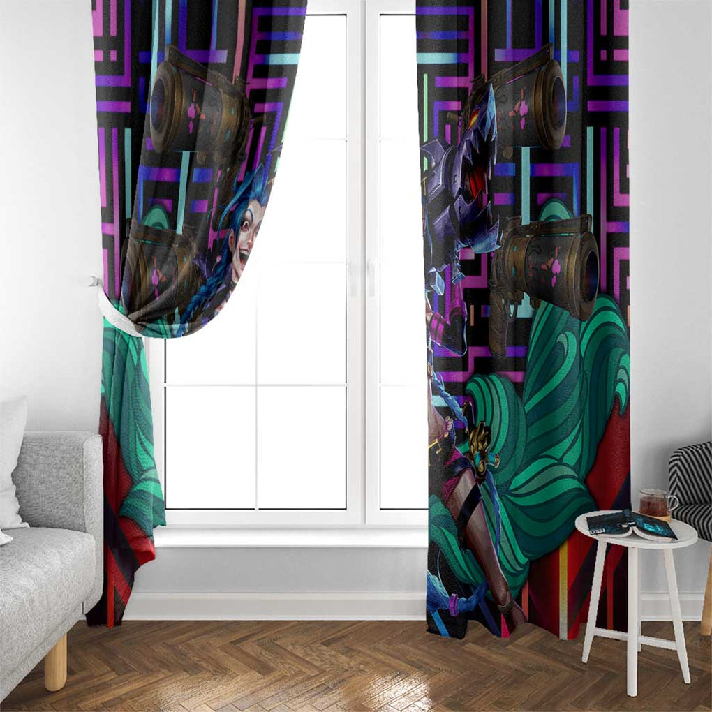 Trippy Jinx Arcane League of Legends Window Curtain Game Art Mix Trippy Style