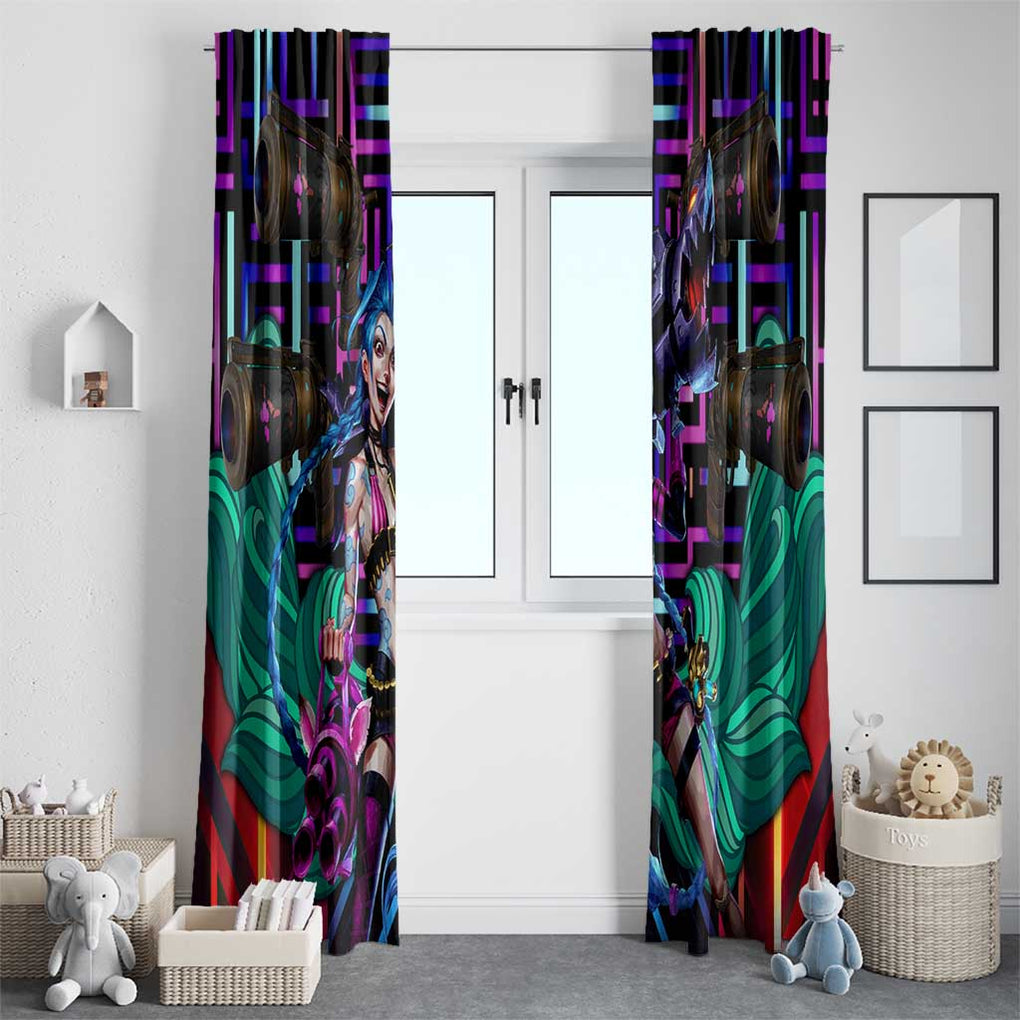 Trippy Jinx Arcane League of Legends Window Curtain Game Art Mix Trippy Style