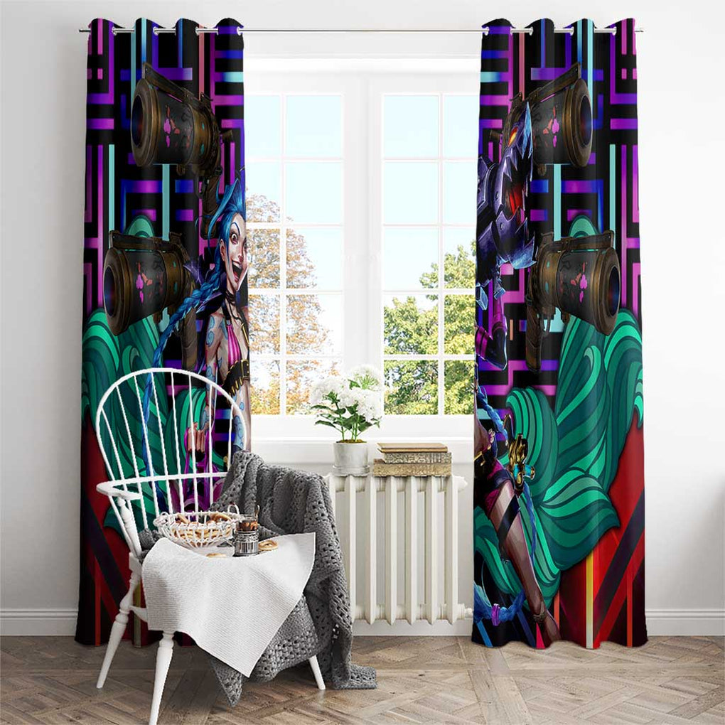 Trippy Jinx Arcane League of Legends Window Curtain Game Art Mix Trippy Style