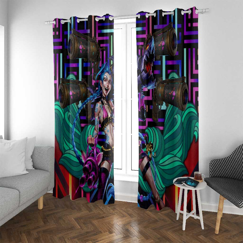 Trippy Jinx Arcane League of Legends Window Curtain Game Art Mix Trippy Style