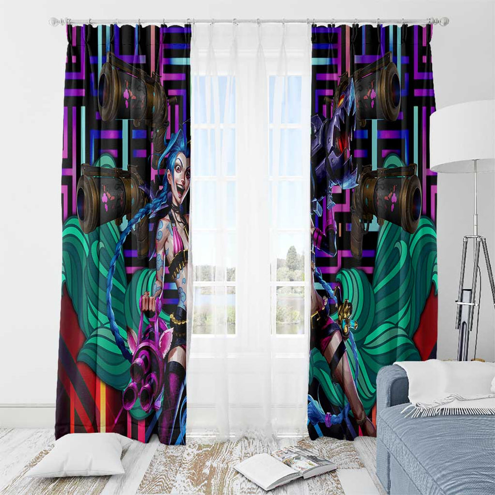 Trippy Jinx Arcane League of Legends Window Curtain Game Art Mix Trippy Style