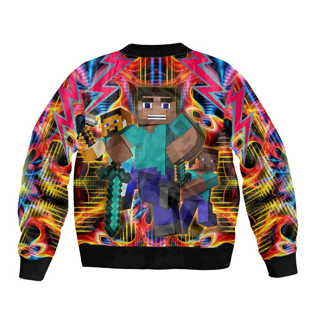 Power Minecraft Bomber Jacket Game Art Mix Trippy Style