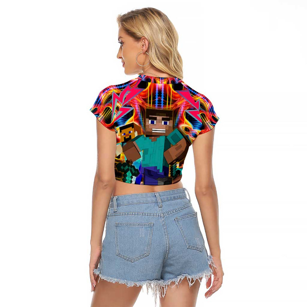 Power Minecraft Raglan Cropped T Shirt Game Art Mix Trippy Style