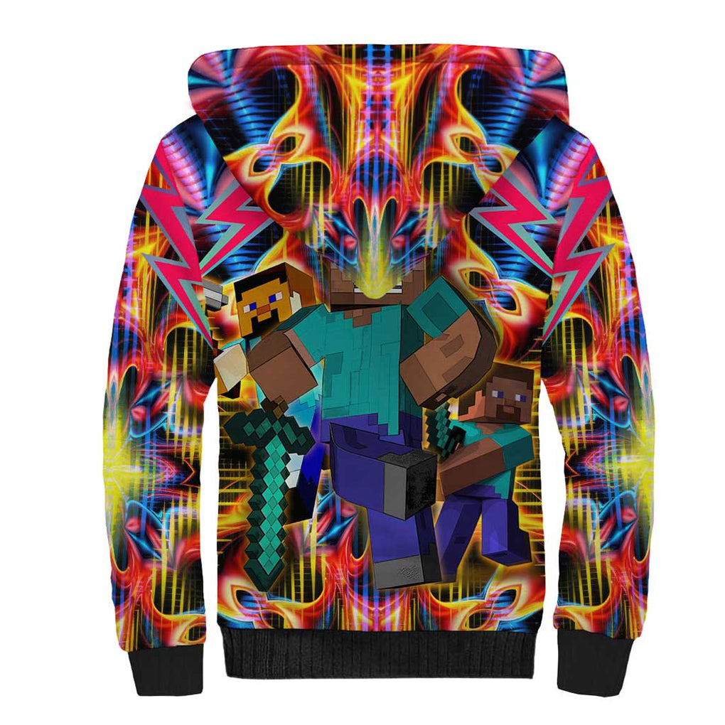 Power Minecraft Sherpa Hoodie Game Art Mix Trippy Style
