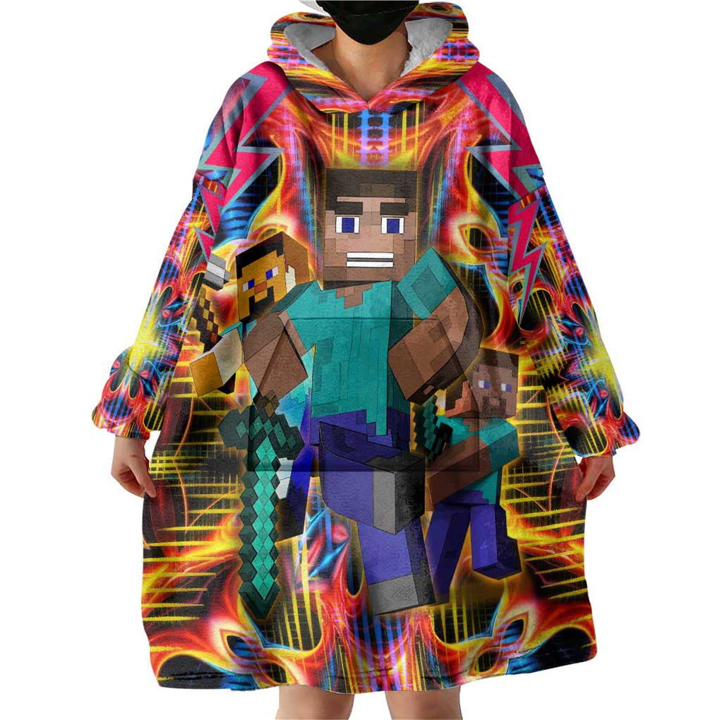 Power Minecraft Wearable Blanket Hoodie Game Art Mix Trippy Style