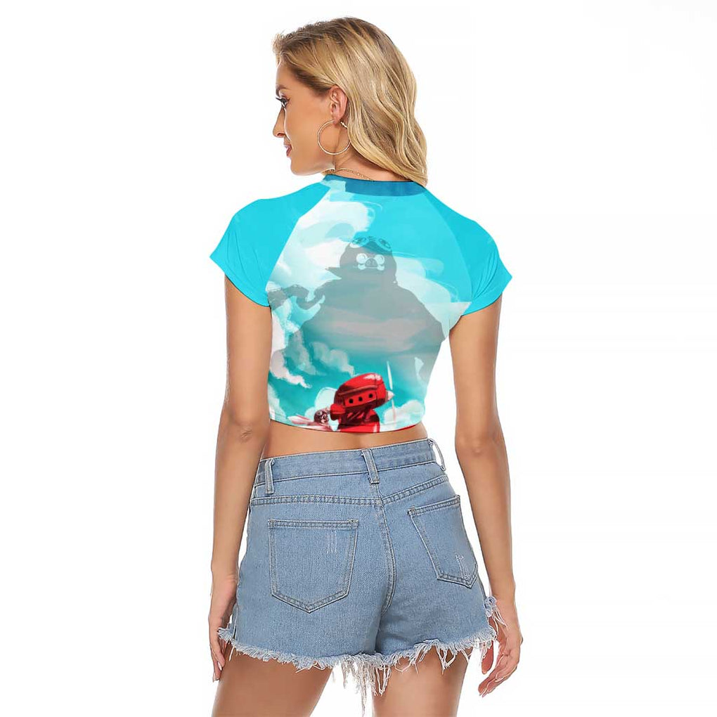 Trippy Porco Rosso Studio Raglan Cropped T Shirt Anime Style
