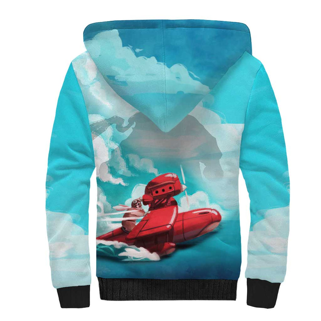 Trippy Porco Rosso Studio Sherpa Hoodie Anime Style