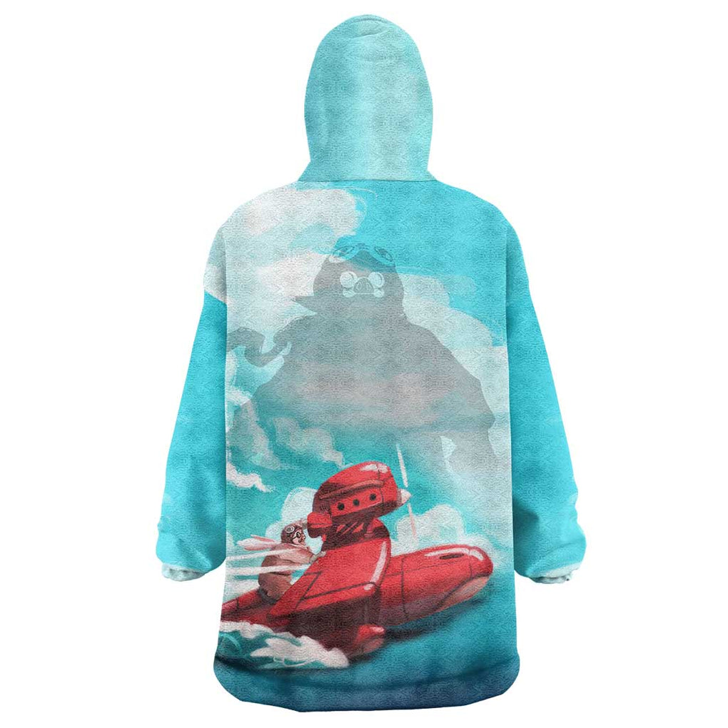 Trippy Porco Rosso Studio Wearable Blanket Hoodie Anime Style