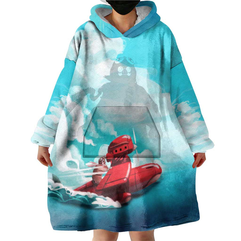 Trippy Porco Rosso Studio Wearable Blanket Hoodie Anime Style