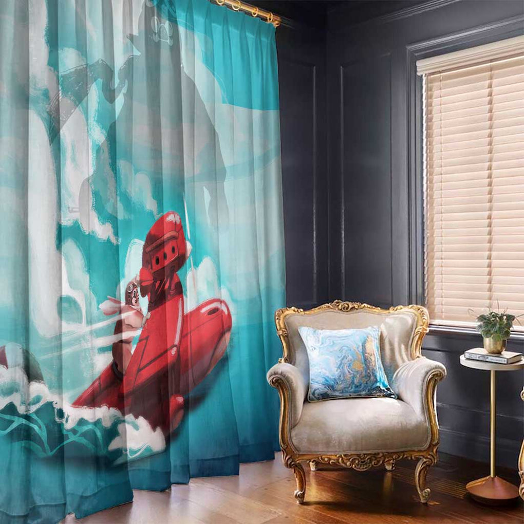 Trippy Porco Rosso Studio Window Curtain Anime Style