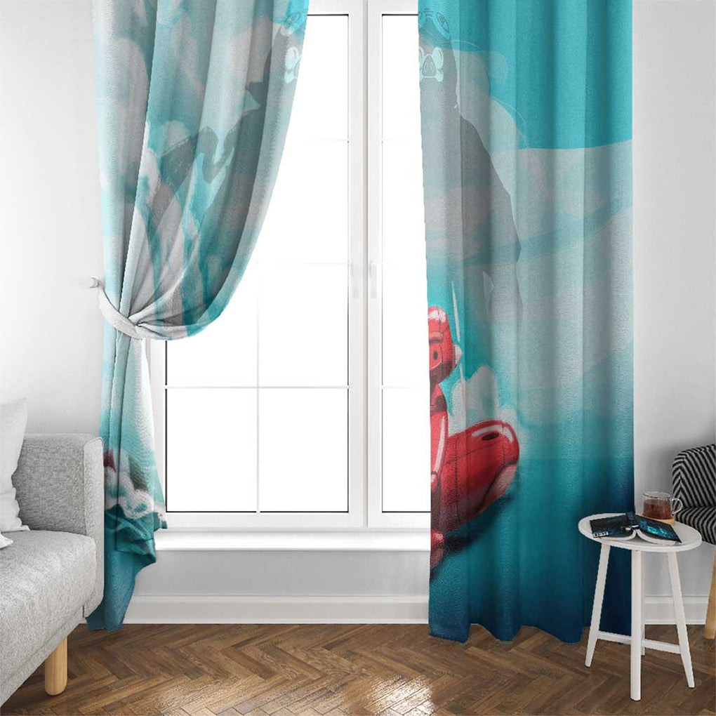 Trippy Porco Rosso Studio Window Curtain Anime Style