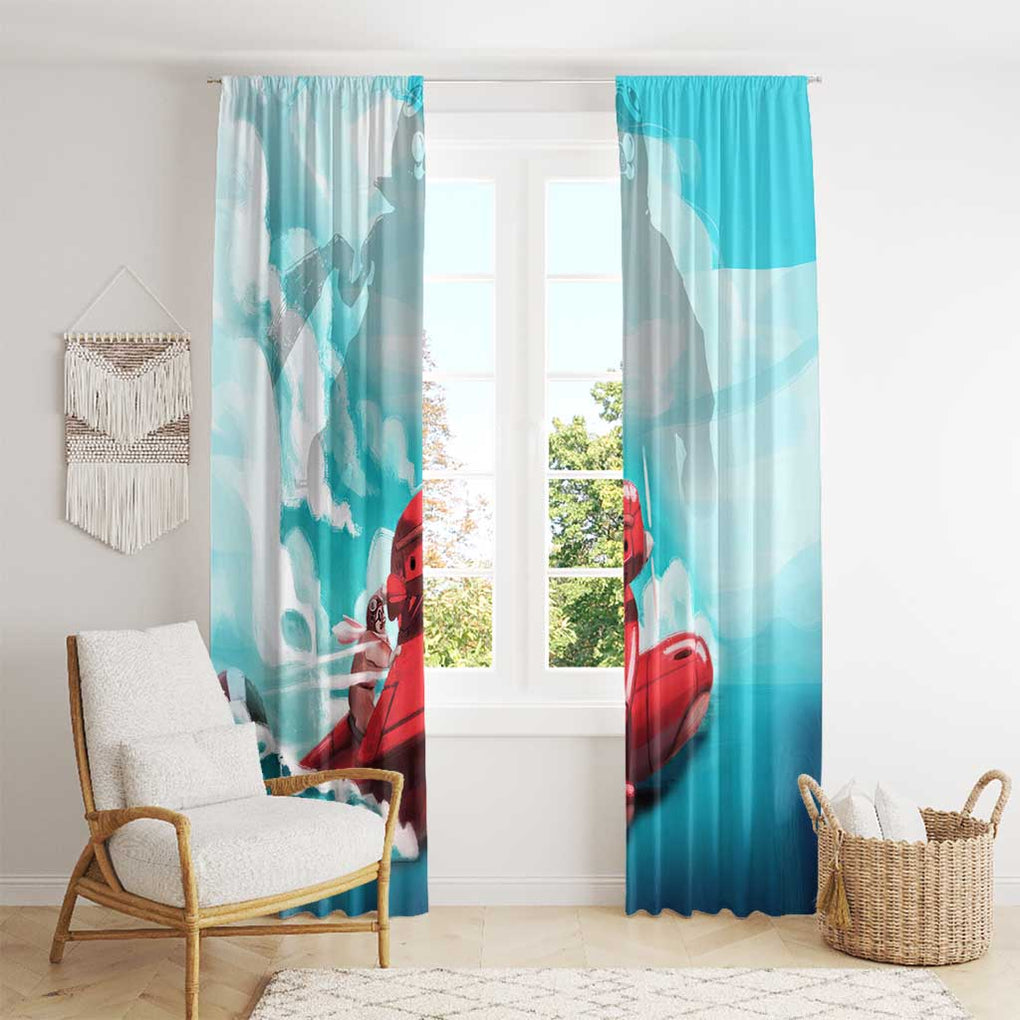 Trippy Porco Rosso Studio Window Curtain Anime Style