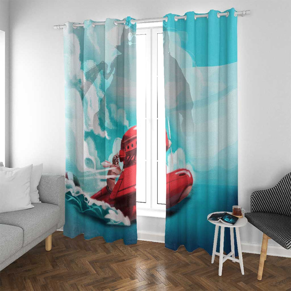 Trippy Porco Rosso Studio Window Curtain Anime Style