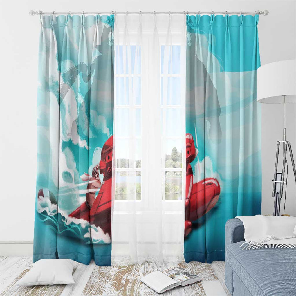 Trippy Porco Rosso Studio Window Curtain Anime Style