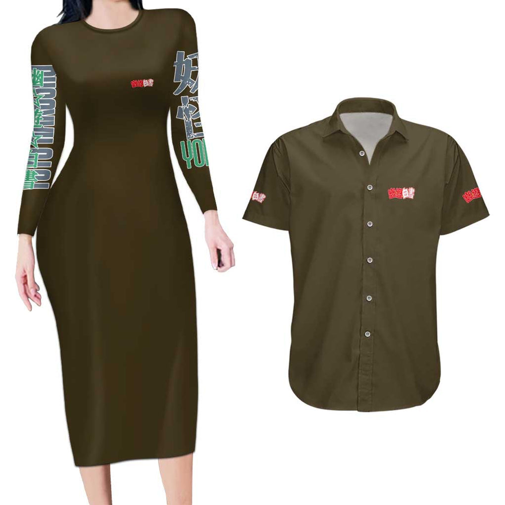 Younger Toguro Yuyu Hakusho Couples Matching Long Sleeve Bodycon Dress and Hawaiian Shirt Anime Style