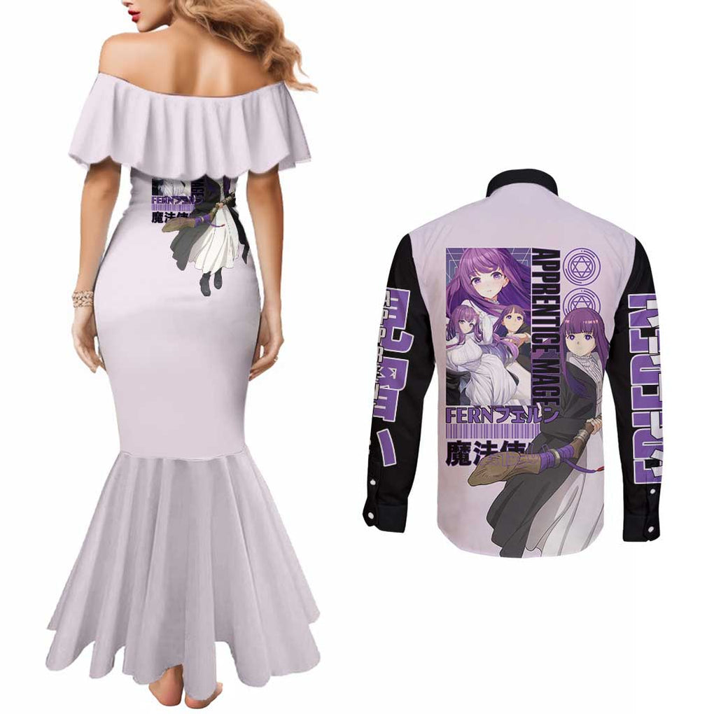 Fern V2 Frieren Beyond Journey’s End Couples Matching Mermaid Dress and Long Sleeve Button Shirt Anime Style