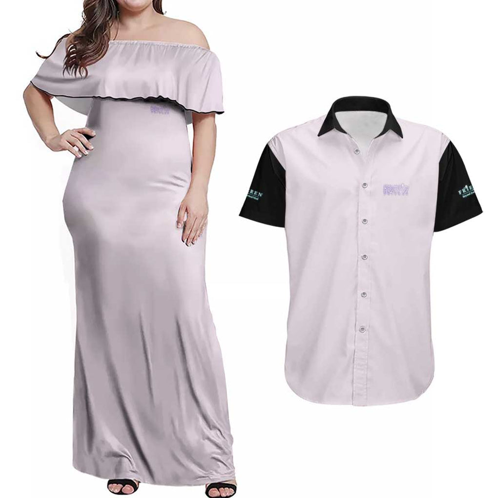 Fern V2 Frieren Beyond Journey’s End Couples Matching Off Shoulder Maxi Dress and Hawaiian Shirt Anime Style
