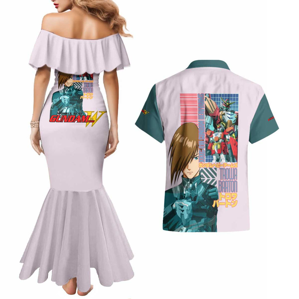 Heavyarms x Trowa Barton Gundam Wing Endless Waltz Couples Matching Mermaid Dress and Hawaiian Shirt Anime Style
