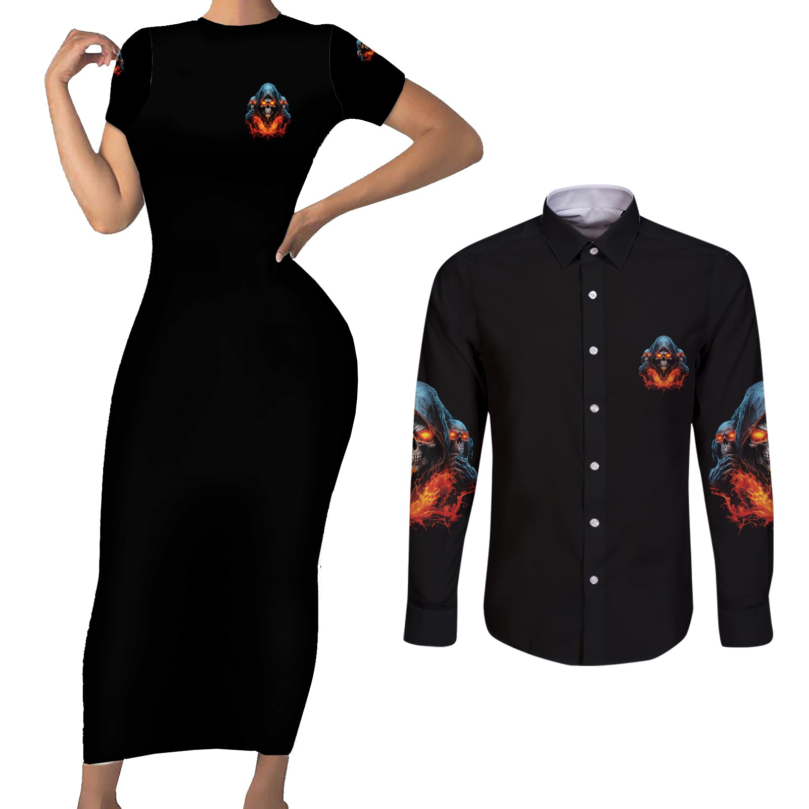 i-dont-have-trust-issues-couples-matching-short-sleeve-bodycon-dress-and-long-sleeve-button-shirt