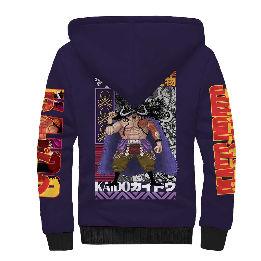 Kaido One Piece Sherpa Hoodie Japan Anime Style - The Mazicc