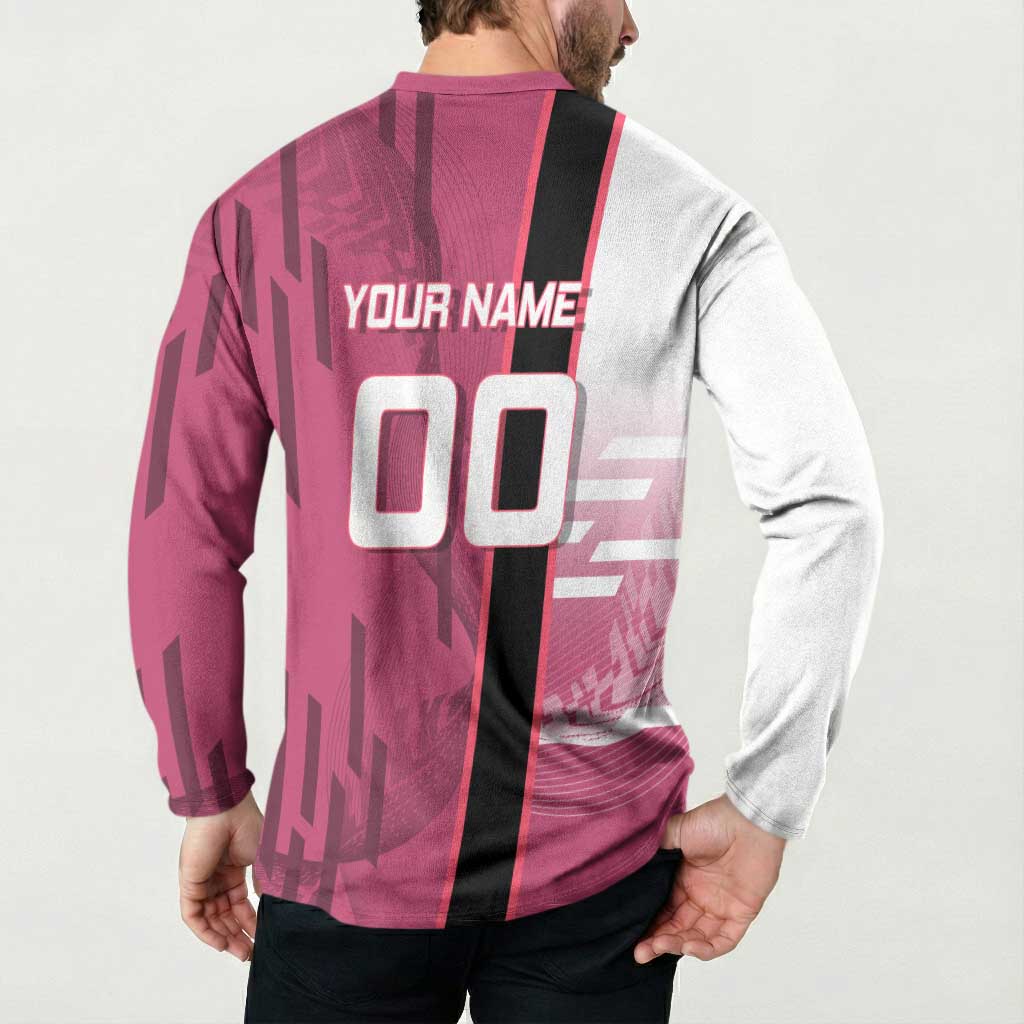 Personalized Nezuko Kamado Demon Slayer Badminton Cheerleader Button Sweatshirt with Pom Poms and Pink White Graphic Design - The Mazicc